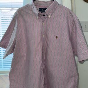 Polo Ralph Lauren Pink Green Striped Classic Fit XXL Button Down Shirt